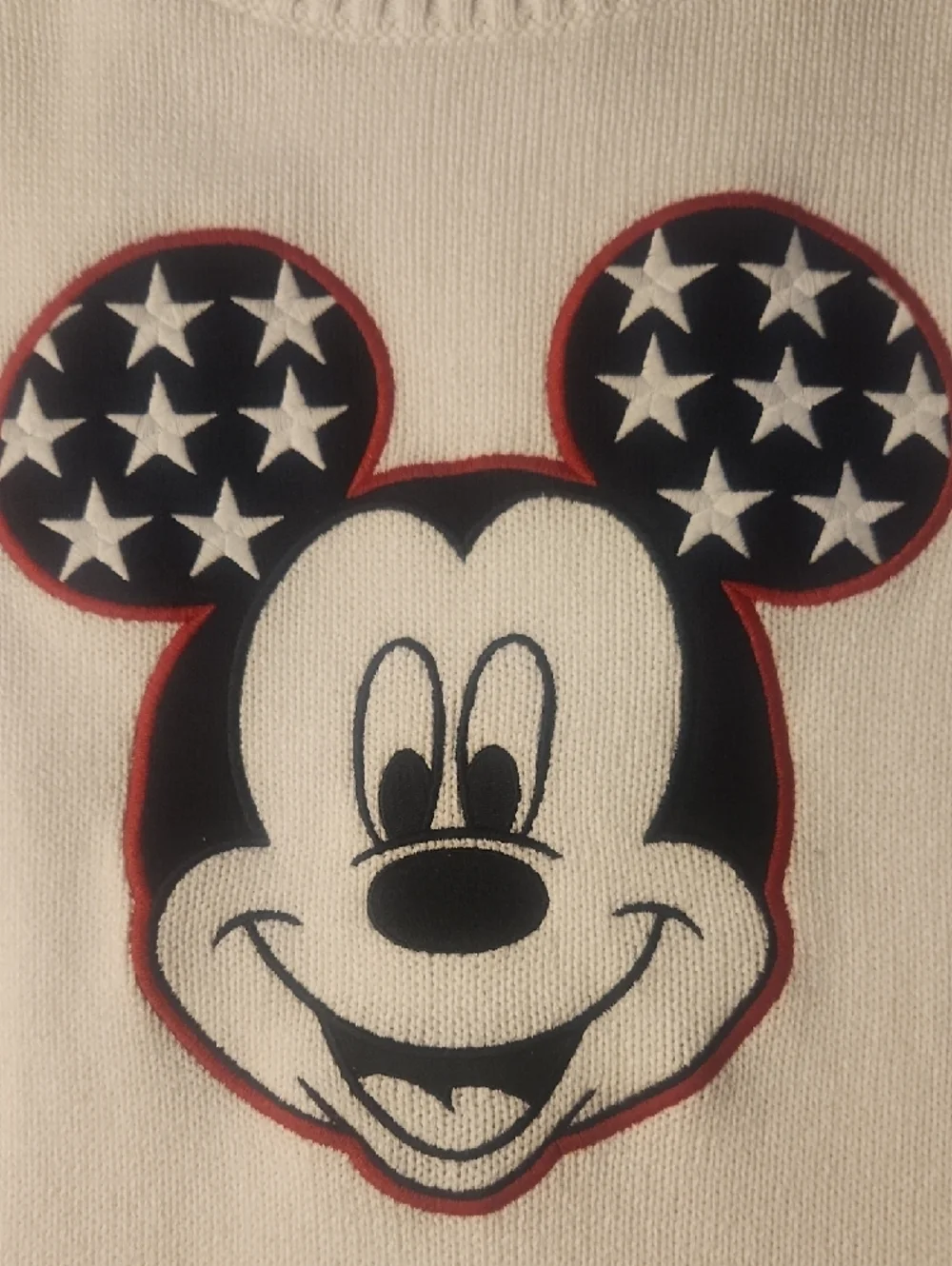Disney White Crewneck Sweater with Patriotic Mickey Appliqué - Picture 2 of 7